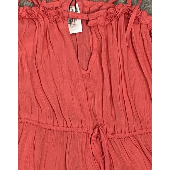 BCBGENERATION Dress‎ Sleeveless Sundress Mini Ruffle Coverup Coral Gauze XL NWT - Picture 5 of 6